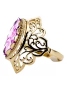 Pierścionek Klasyczny Vintage Ametyst 14k żółte złoto vrc017y